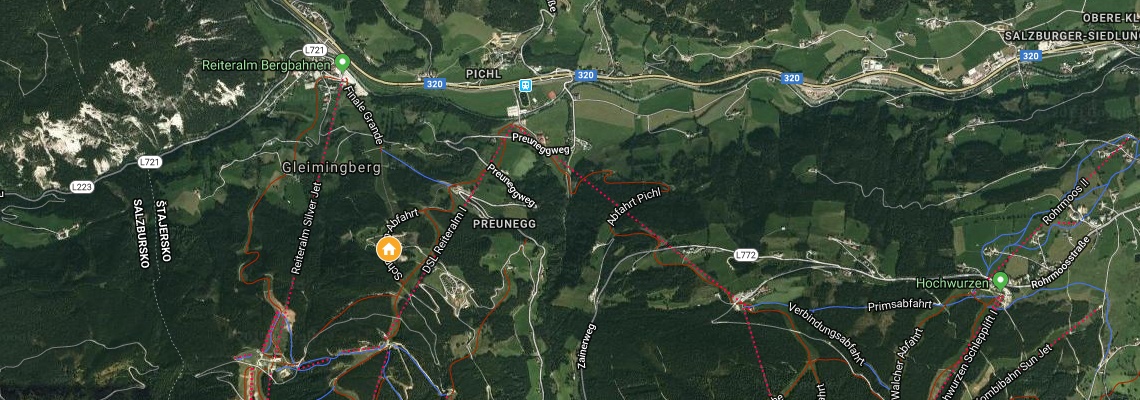 mapa Chaty Almwelt Austria, Pichl bei Schladming