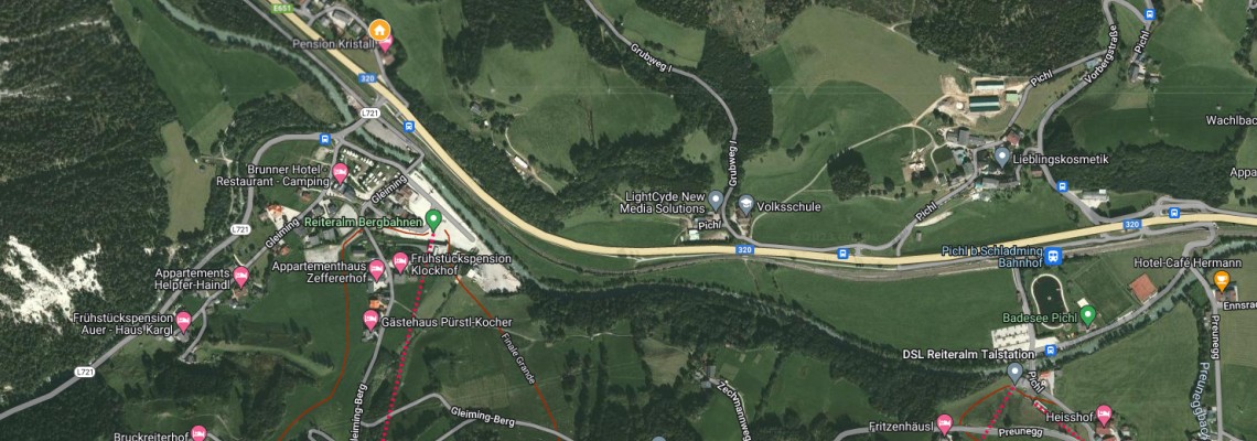 mapa Apartmny Auschlssl, Pichl bei Schladming