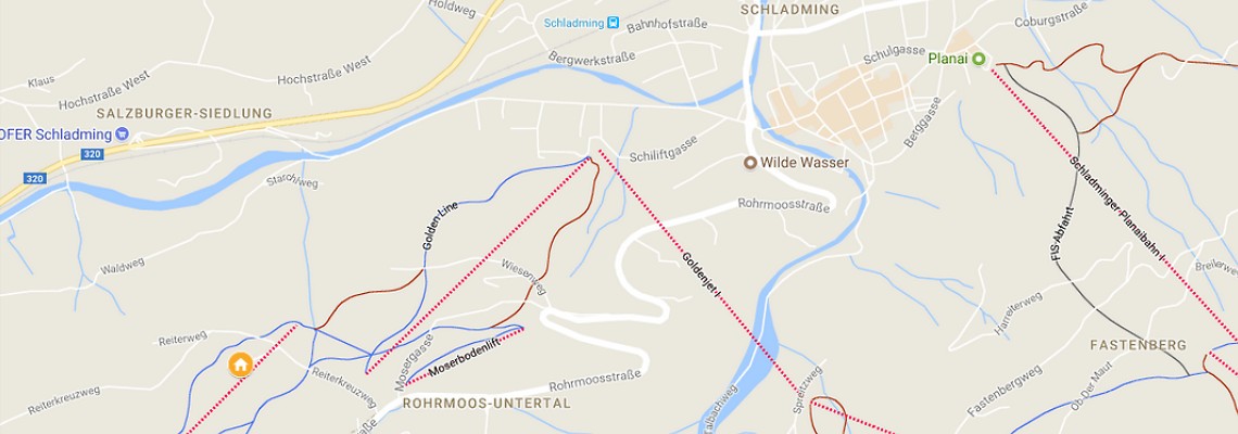 mapa Hotel Burgfellnerhof, Rohrmoos bei Schladming