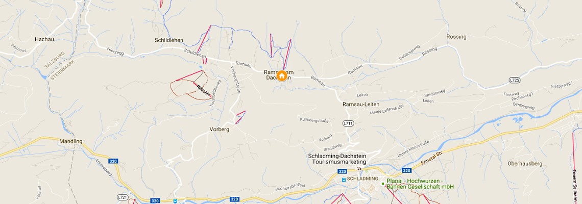 mapa Hotel Matscher, Ramsau am Dachstein