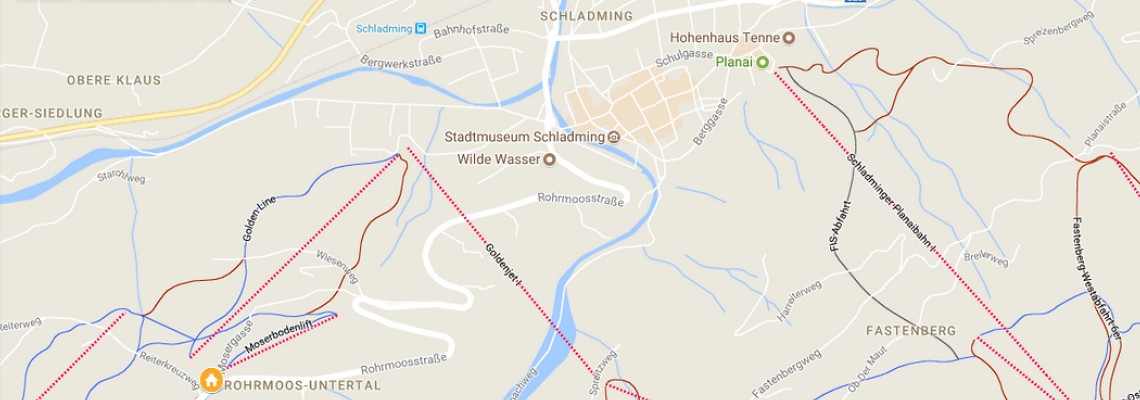 mapa Hotel Erlebniswelt Stocker, Rohrmoos bei Schladming