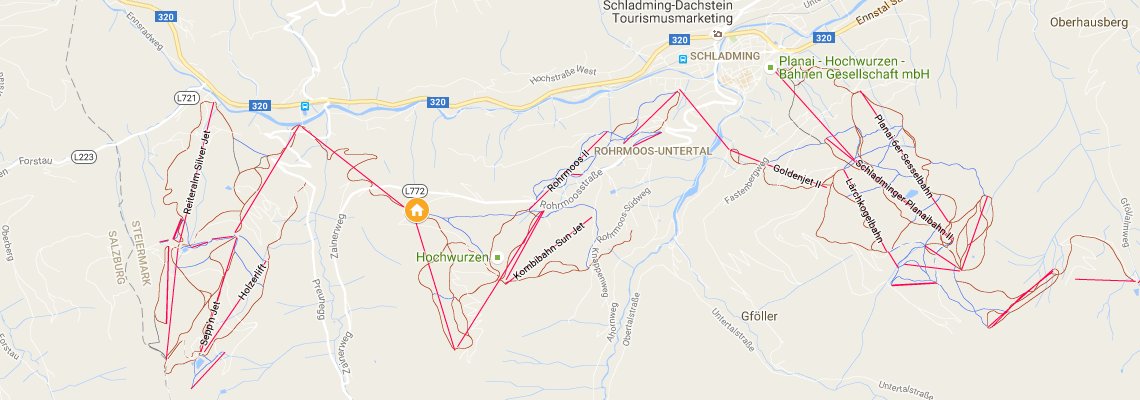 mapa Hotel Winterer, Rohrmoos bei Schladming