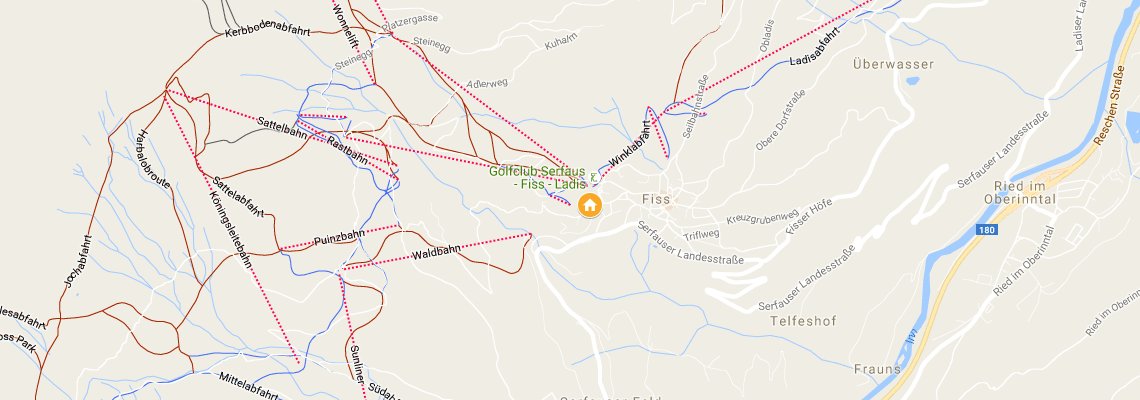 mapa Hotel Bergfrieden, Fiss