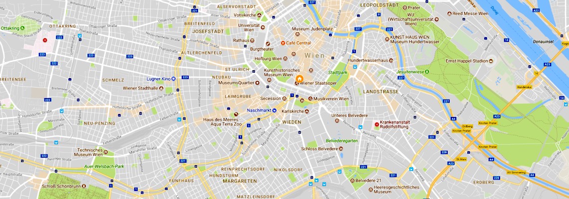 mapa Hotel Sacher, Viede