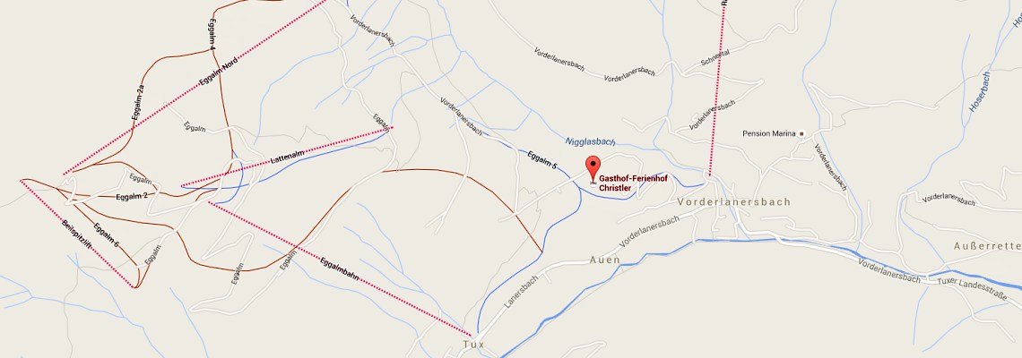 mapa Gasthof Christler, Tux, Zillertal