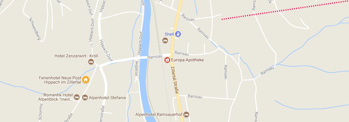 mapa Hotel Neue Post, Hippach