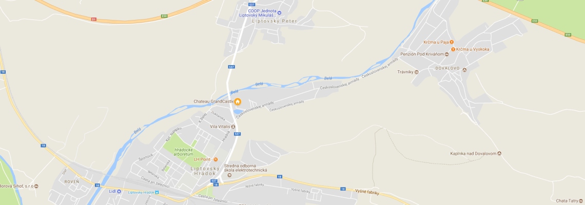 mapa Hotel Grand Castle, Liptovsk Hrdok