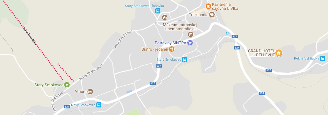 mapa Grand Hotel Bellevue, Star Smokovec