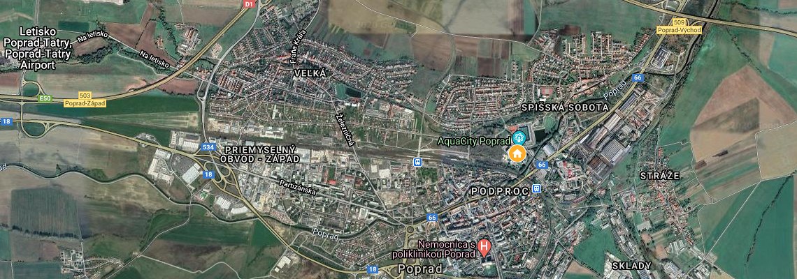 mapa Hotel AquaCity Mountain View, Poprad