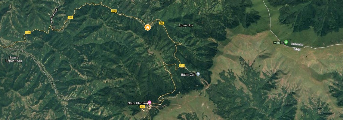 mapa Vila Bajka, Crni Vrch