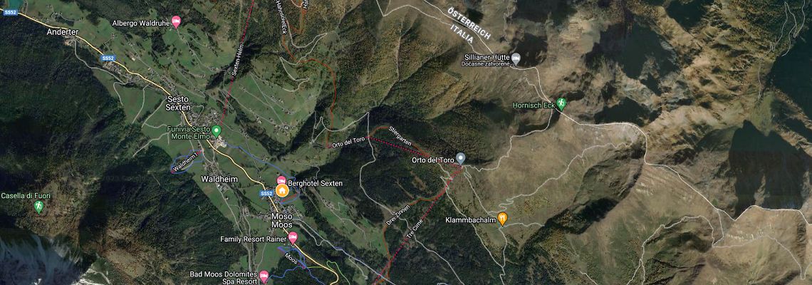 mapa Berghotel Sexten, Sesto
