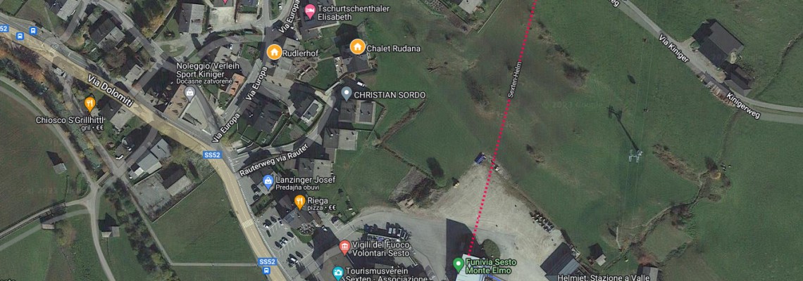 mapa Apartmny Rudlerhof & chata Rudana, Sexten/ Sesto