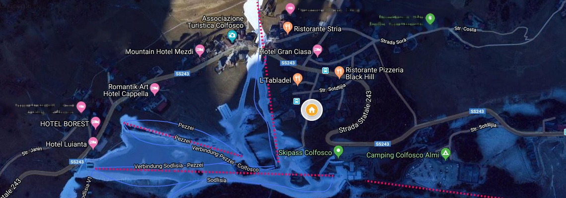 mapa Apartmny Ciasa Ines, Colfosco