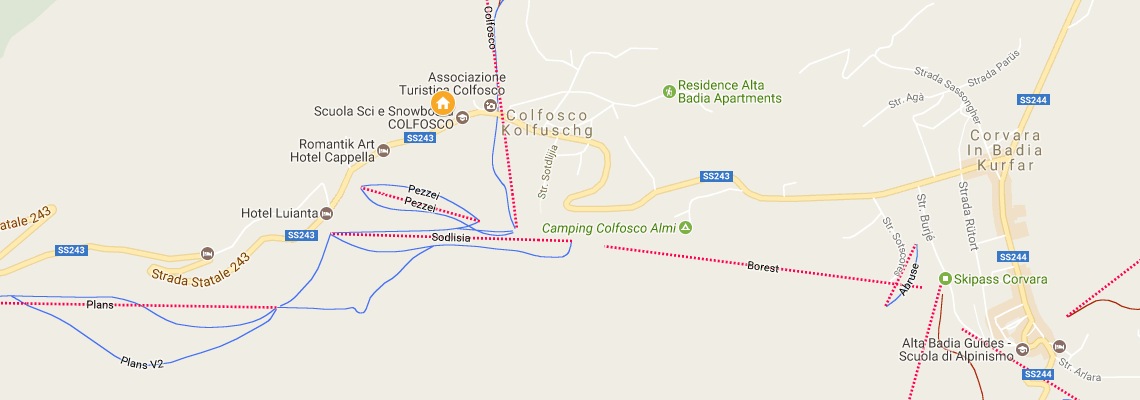 mapa Hotel Mezd, Colfosco