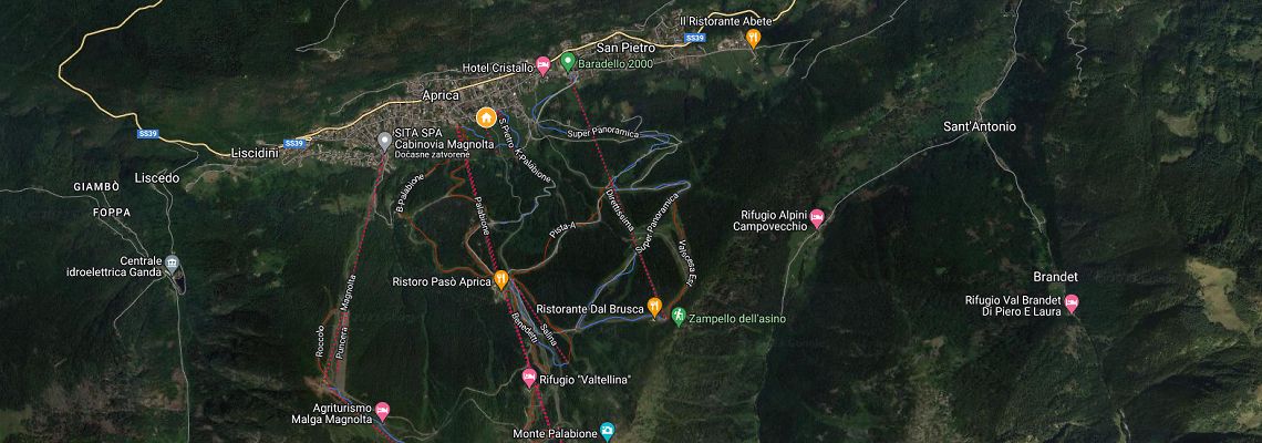 mapa Hotel Larice Bianco, Aprica