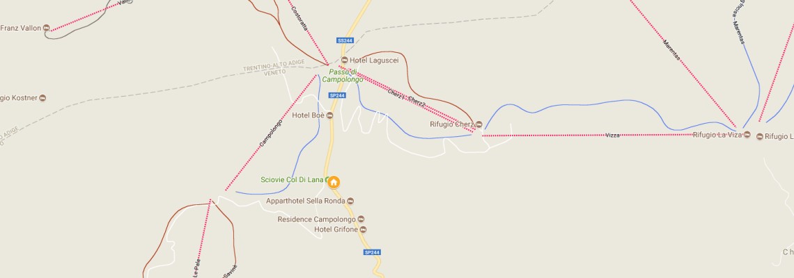 mapa Hotel Monte Cherz, Passo Campolongo