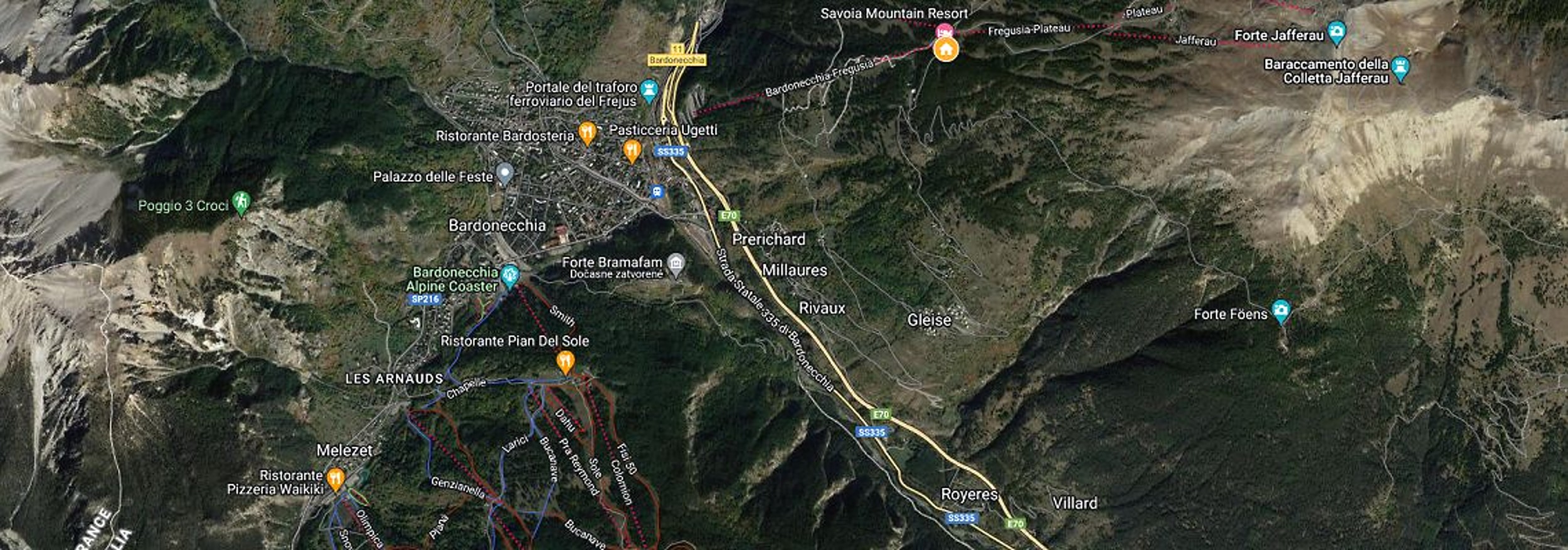 mapa Hotel Jafferau, Bardonecchia