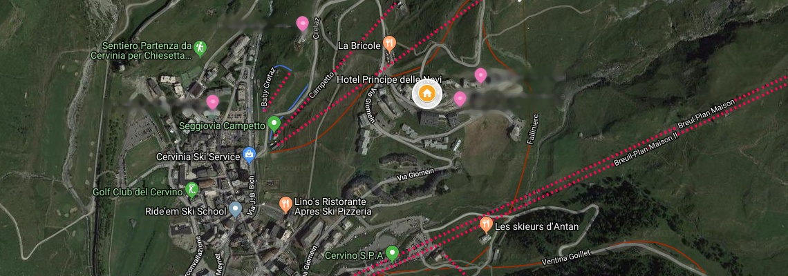 mapa Hotel Principe delle Nevi, Breuil-Cervinia