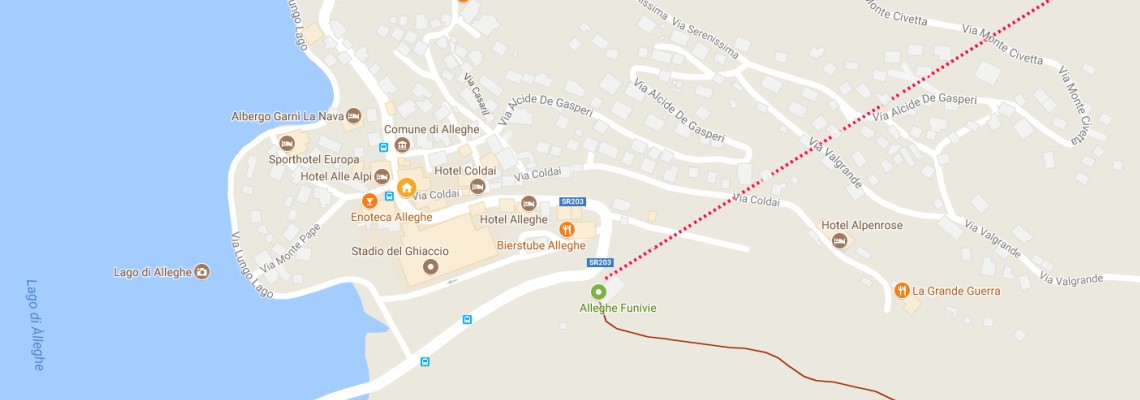mapa Hotel Centrale, Alleghe