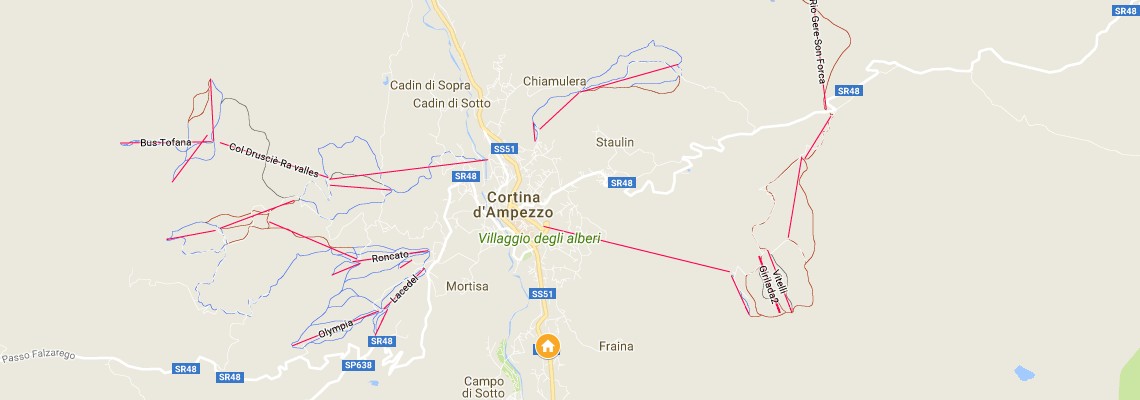 mapa Hotel Lajadira, Cortina d'Ampezzo