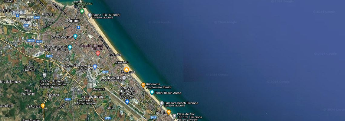 mapa Hotel Ariane, Rimini - Rivazzurra