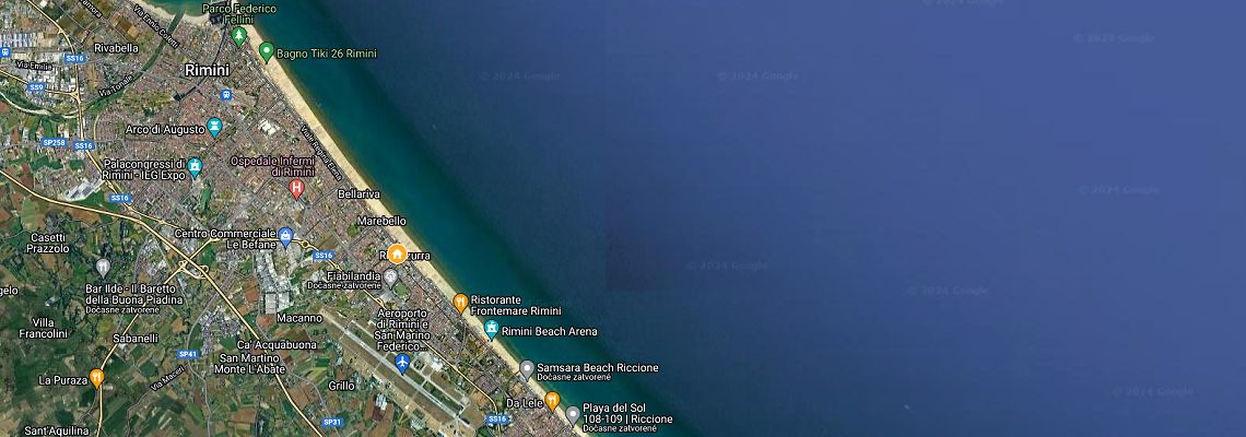 mapa Hotel Faber, Rimini - Rivazzurra