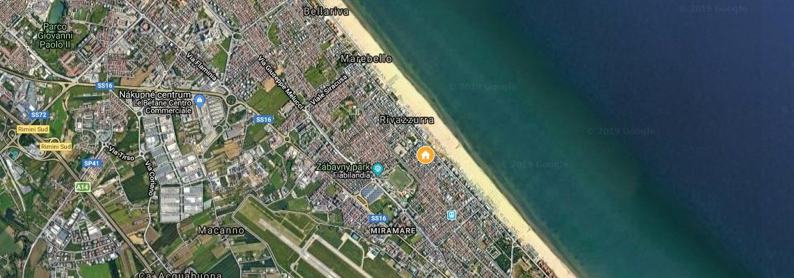 mapa Hotel Fabius, Rimini Rivazzurra