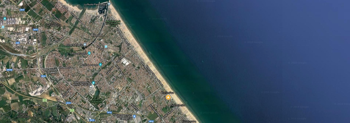 mapa Hotel Globus, Rimini