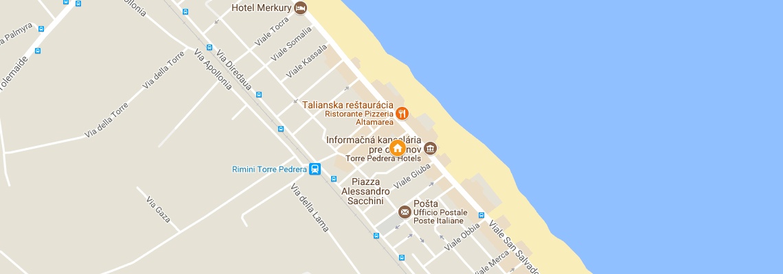 mapa Rezidencia I Girasoli, Rimini - Torre Pedrera
