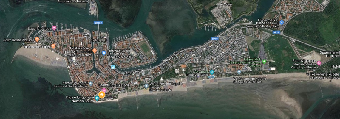 mapa Hotel Fonzari, Grado