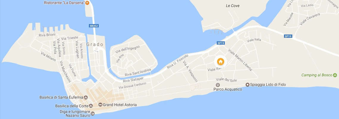 mapa Hotel Touring & Villa D'Este, Grado