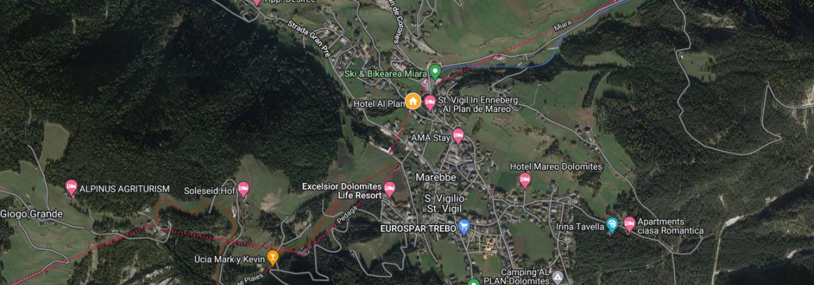 mapa Hotel Al Plan, San Vigilio di Marebbe - St. Vigil in Enneberg