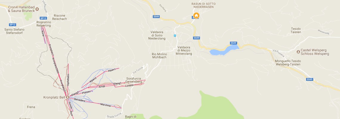 mapa Hotel Brunnerhof, Rasun Anterselva