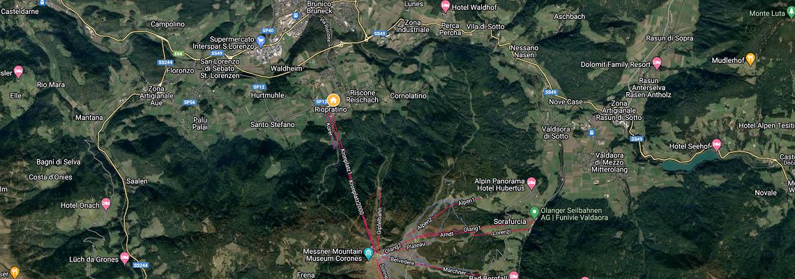 mapa Hotel Falkensteiner Kronplatz, Riscone/ Reischach