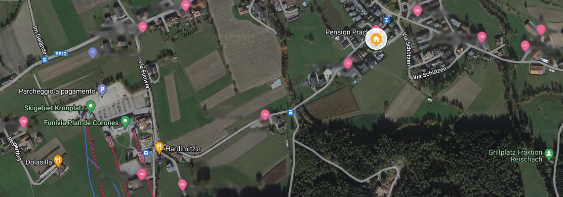 mapa Penzin Prack, Reischach / Riscone