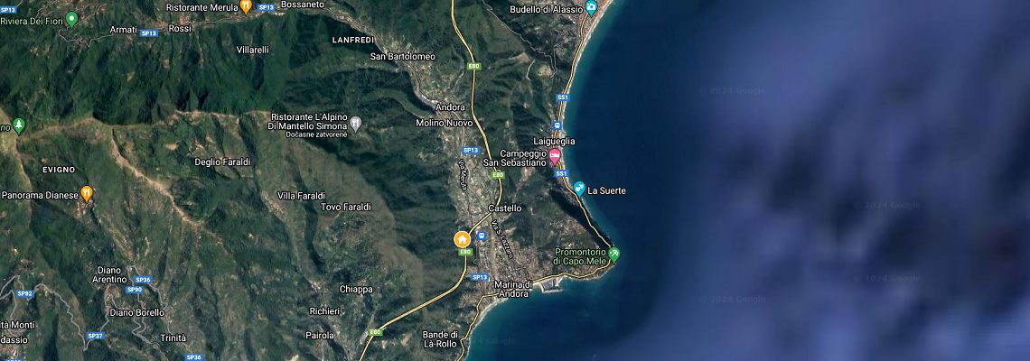 mapa Villaggio Colombo, Andora