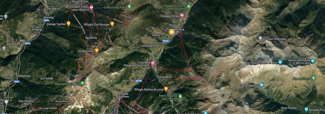 mapa Hotel Passet, Pragelato