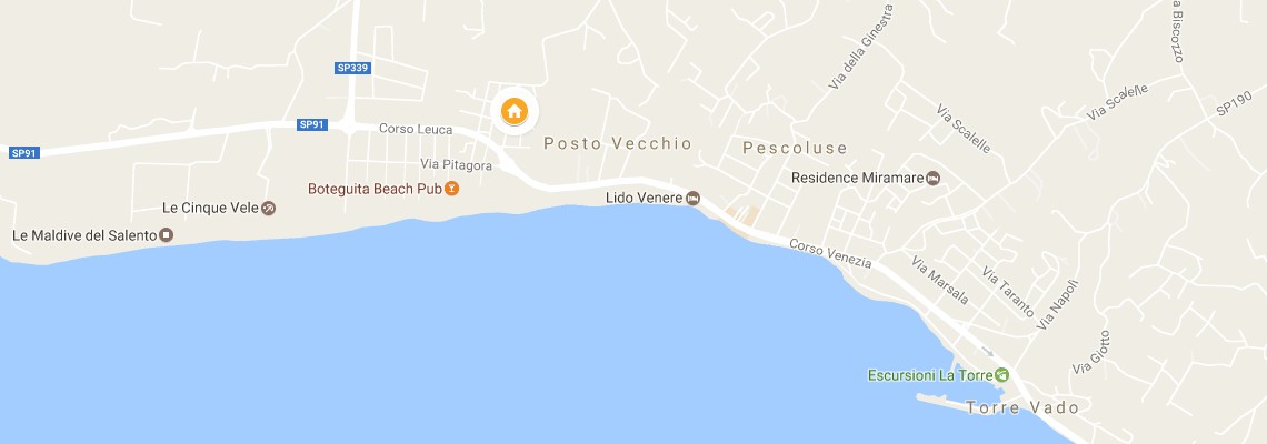 mapa Villa La Dimora Turchese, Pescoluse