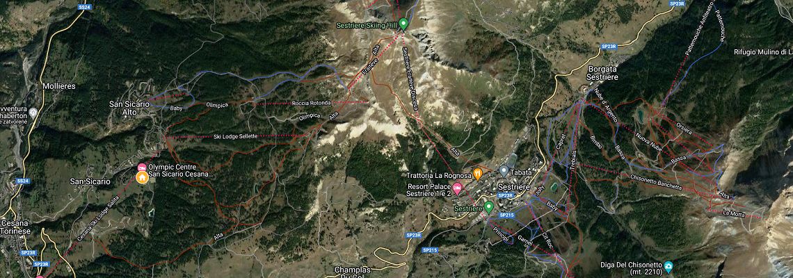 mapa Hotel Olympic Centre, San Sicario