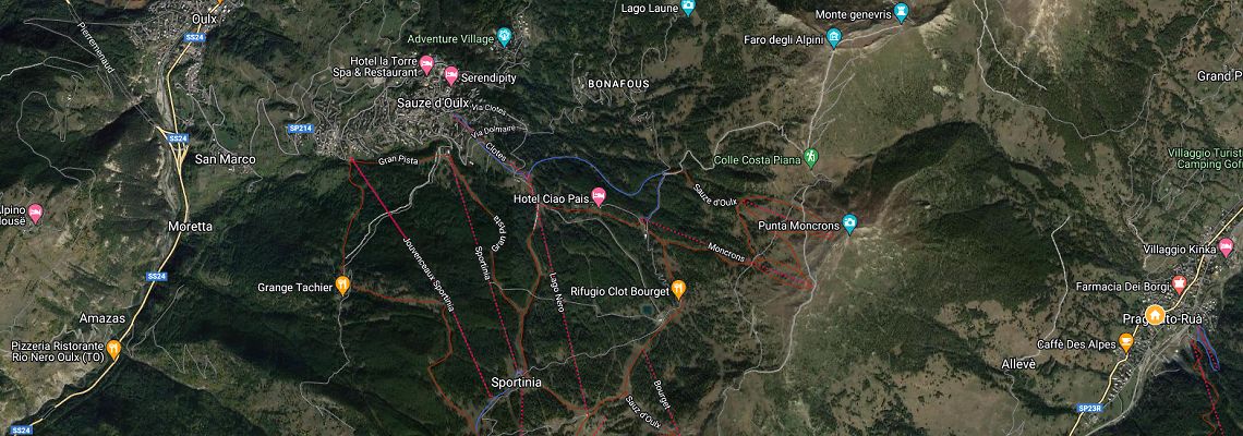 mapa Apartmny Fortuna, Sauze d'Oulx