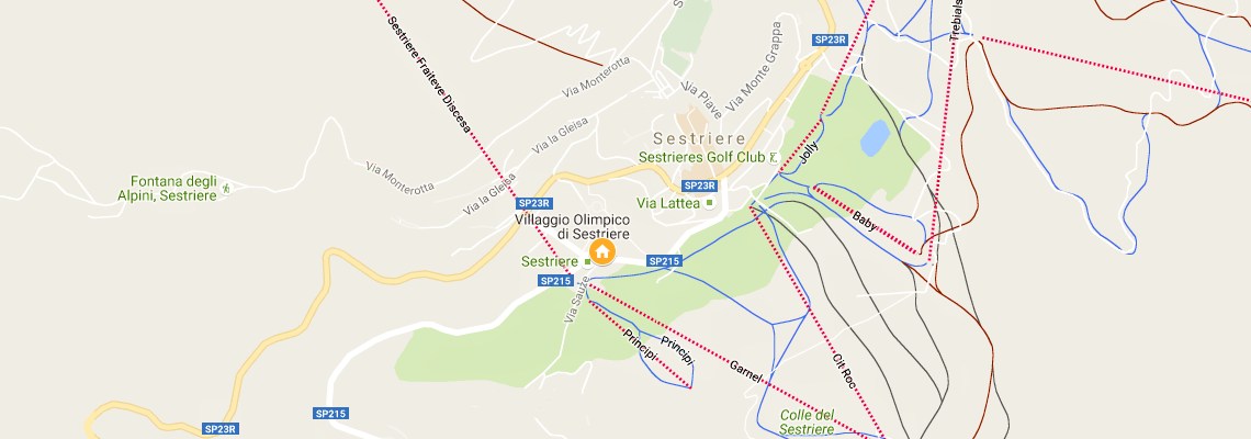 mapa Villaggio Olimpico, Sestriere