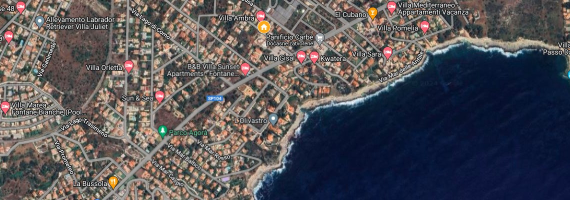 mapa Villa Livia, Fontane Bianche