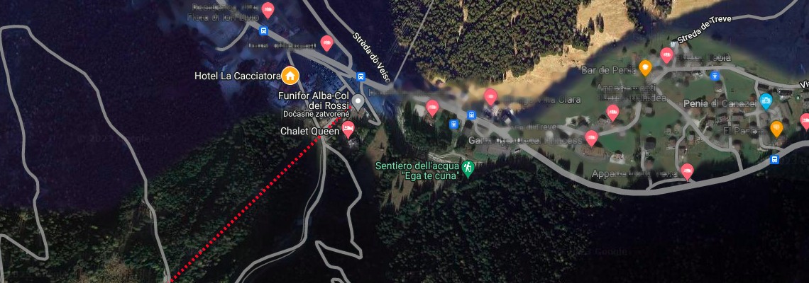 mapa Hotel La Cacciatora, Alba di Canazei