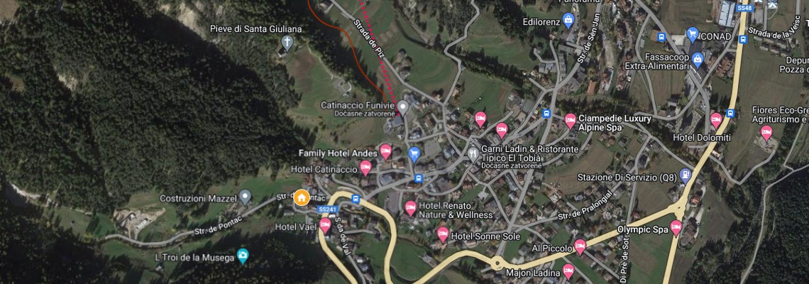 mapa Hotel Miramonti, Vigo di Fassa