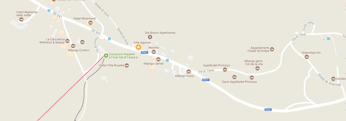 mapa Hotel Villa Agomer, Penia di Canazei