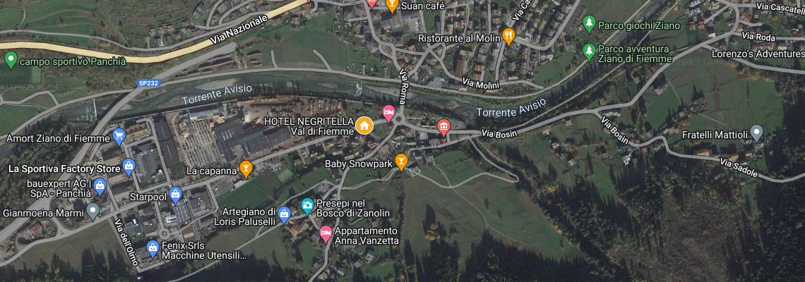 mapa Hotel Negritella, Ziano di Fiemme