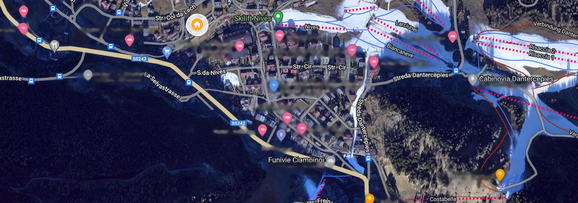 mapa Rezidencia Villa Al Sole, Selva Gardena