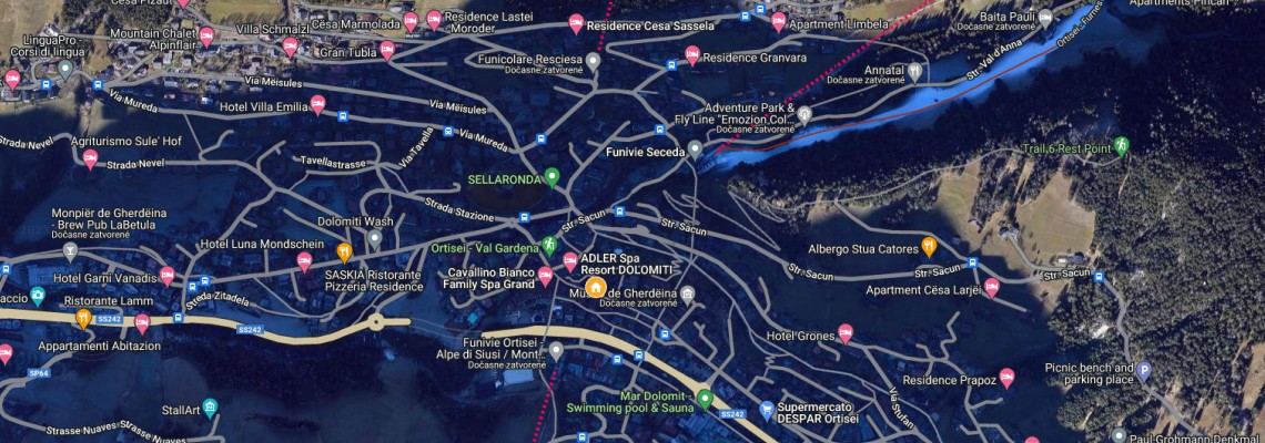 mapa Rezidencia Aquila Dolomites, Ortisei / St. Ulrich