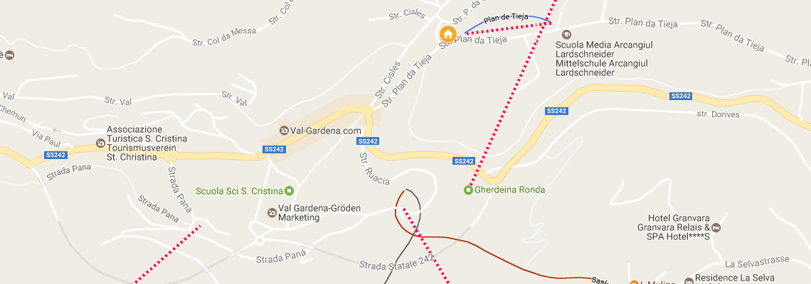 mapa Hotel Bel Mont, Selva Gardena