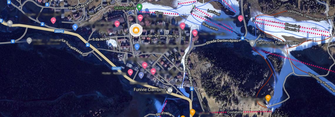 mapa Rezidencia Flamingo, Selva Gardena